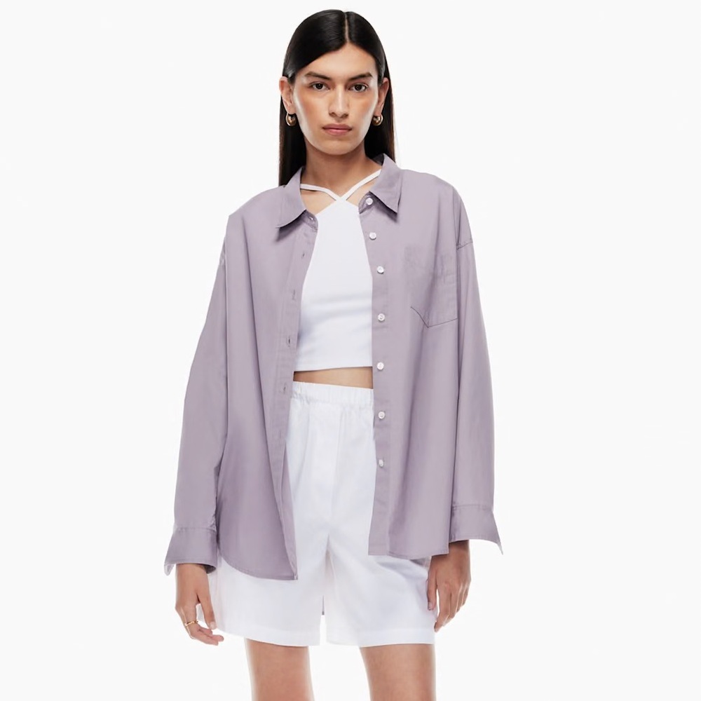 Wilfred Free Aritzia Purple Slate Relaxed Shirt Button Down Collar Size Small